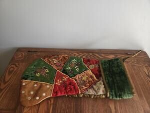 Purva Designs Made in India Handcrafted Embroidered Christmas Stocking 17"L